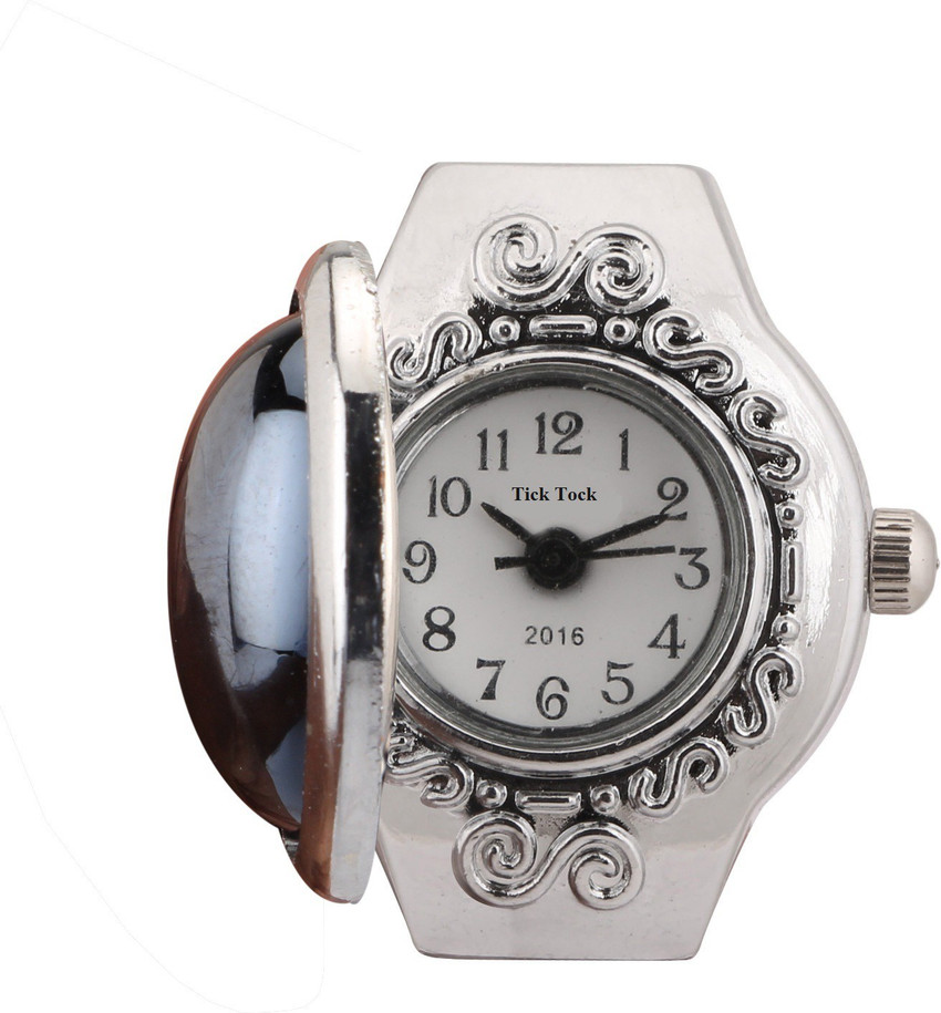 Tick Tock Finger Ring Analogue Watch For Girls Women Metal