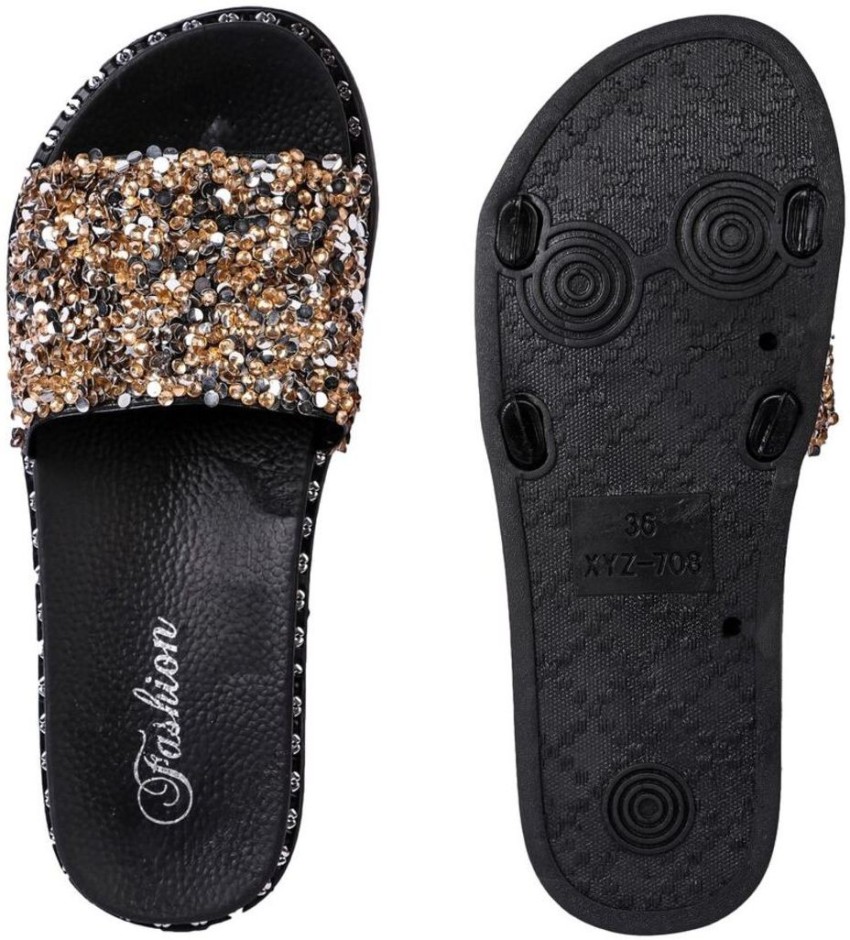 Womens 2024 glitter sliders