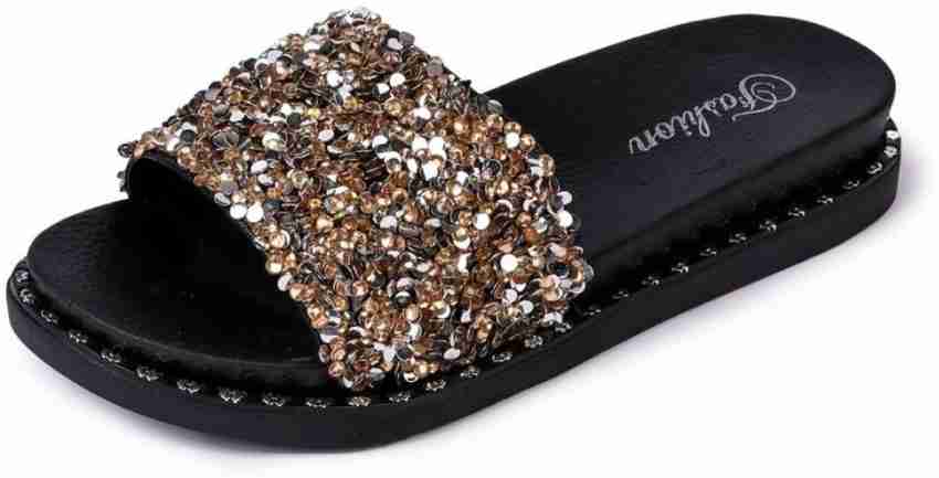 Womens 2024 glitter sliders