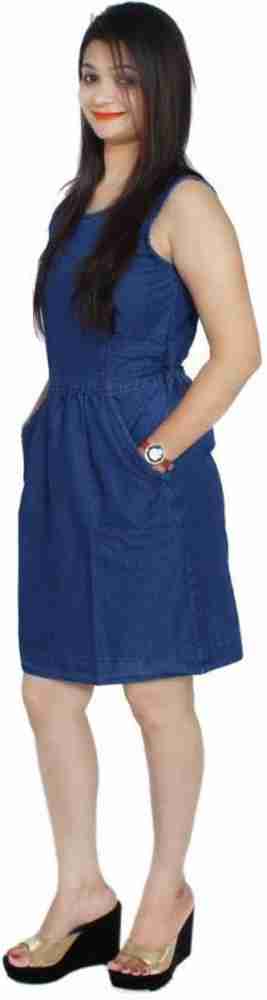 ASB Fashion Textile Women A line Blue Dress Buy ASB Fashion