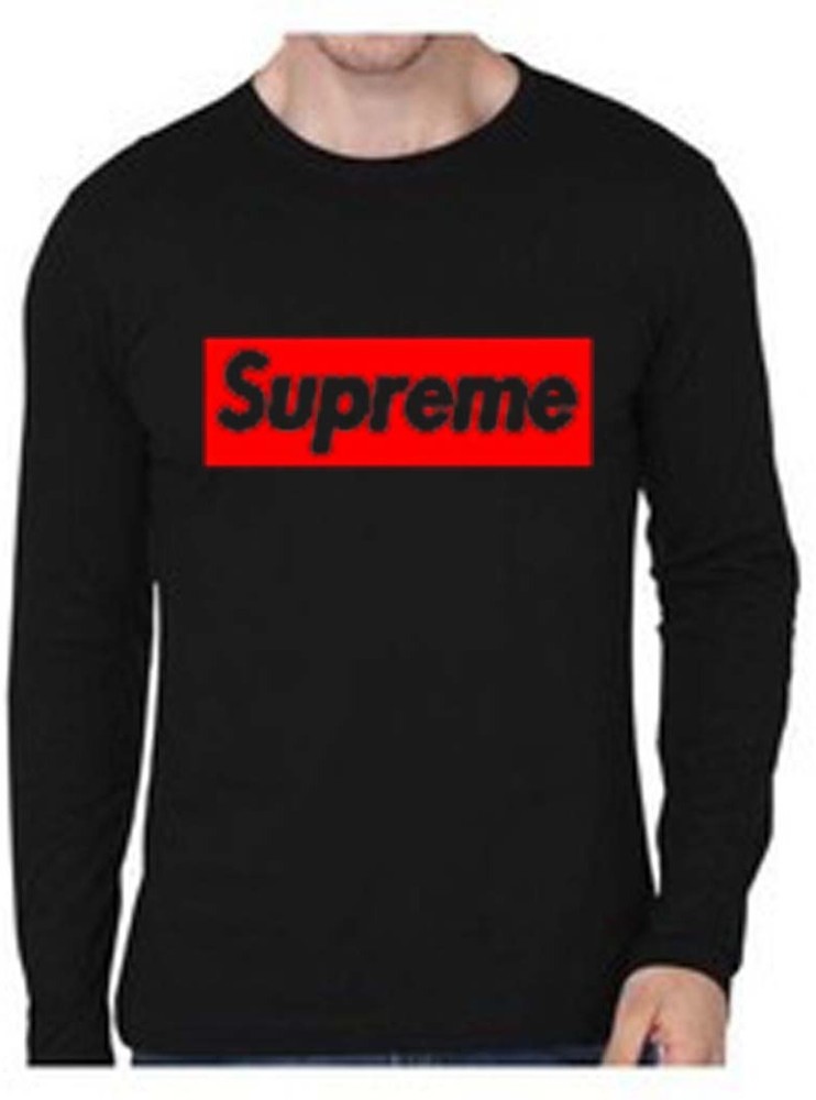 Supreme Printed Men Round Neck Black T-shirt