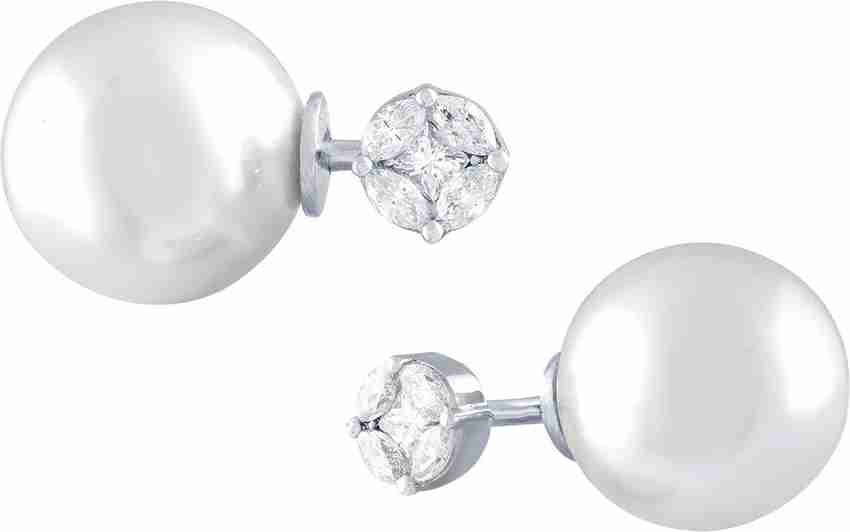 TBZ TheOriginal Party Festive White Gold 18kt Pearl Stud Earring