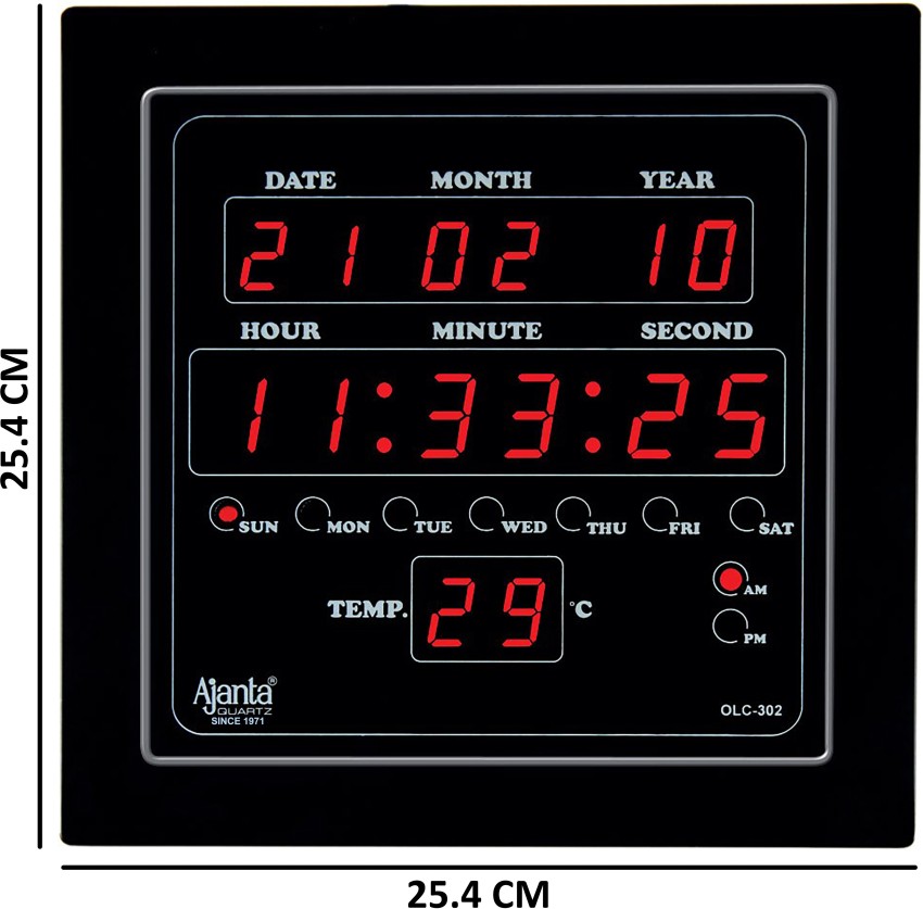 Red Plastic Ajanta Digital Wall Clocks, Size: 254x35x254mm, Model