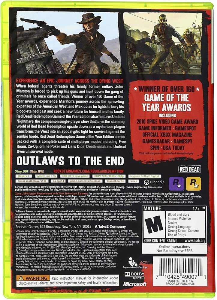 Red Dead Redemption: Game of The Year Edition - Xbox 360 / One