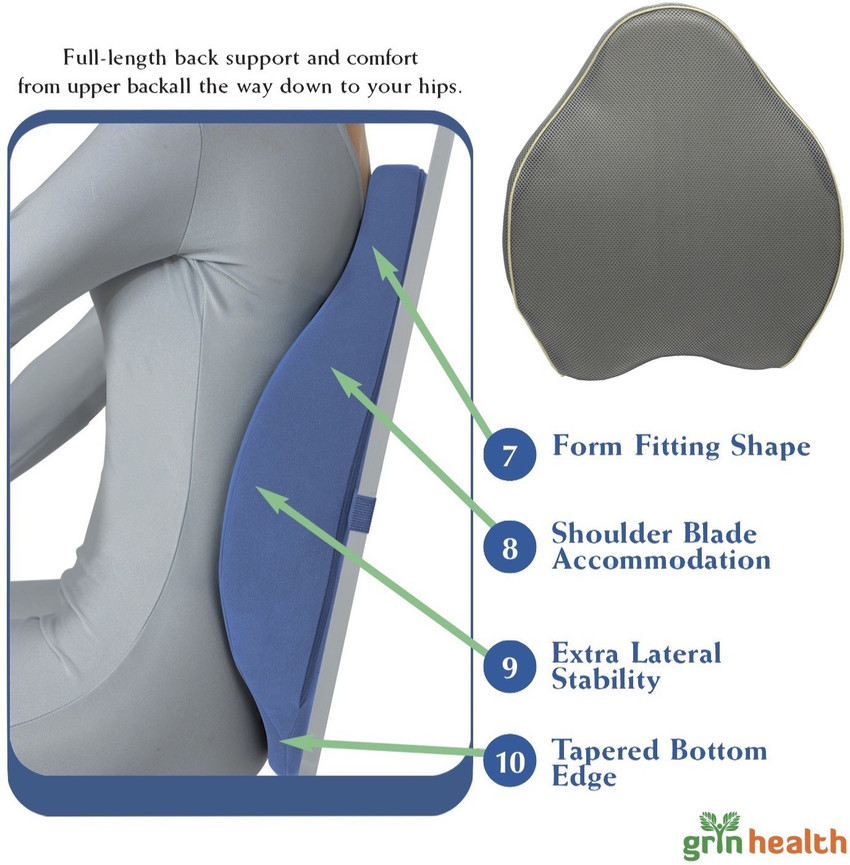 Grin Health Ortho Backrest Plus Cushion with Memory Foam Back