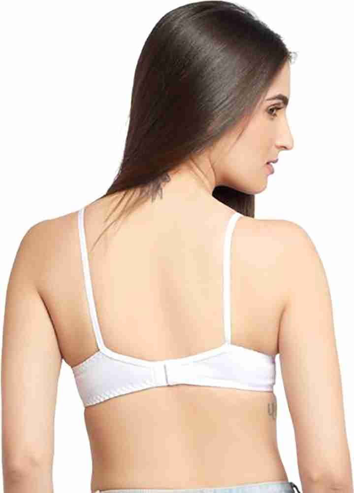 Buy DAISY DEE Women Cotton Regular Fit Full Coverage Floral Embroidered  Design Seamed Wirefree Non-Padded Bra (White_Size-32B) - ROMANTICA at