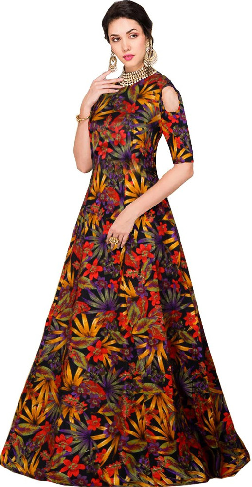Saree Collection Satin Blend Floral Print Gown Anarkali Kurta Bottom Material Price in India Buy Saree Collection Satin Blend Floral Print Gown Anarkali Kurta Bottom Material online at Flipkart
