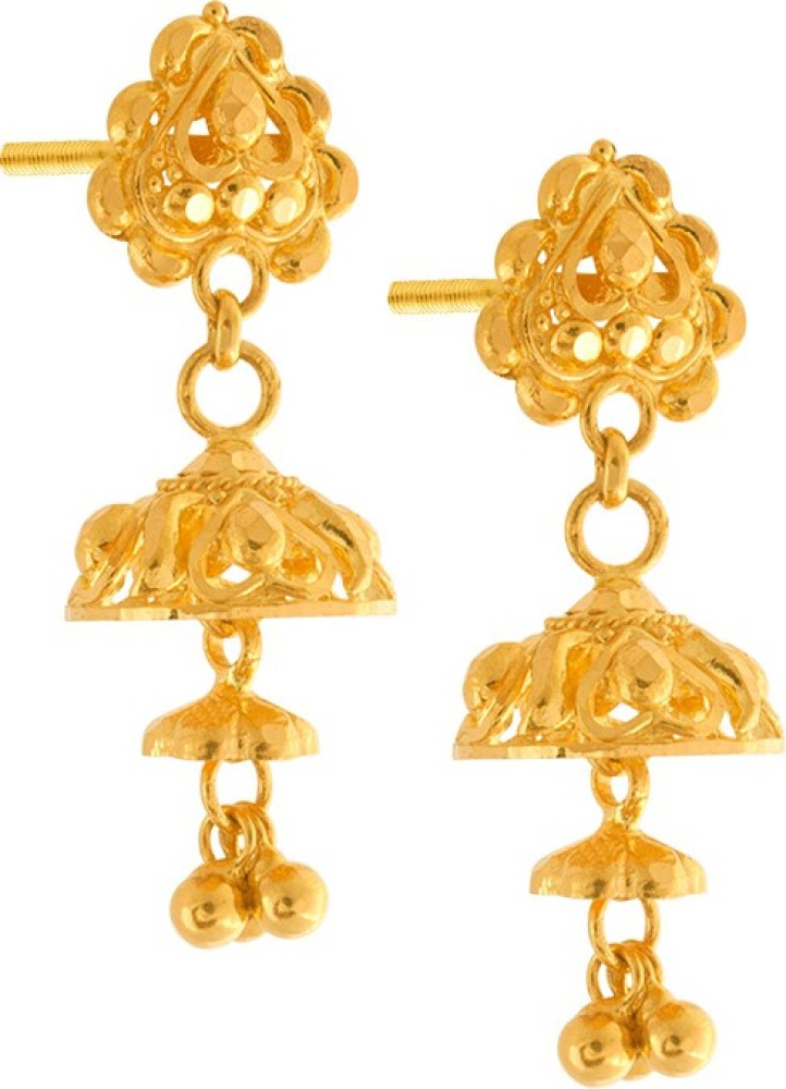 PC Chandra Jewellers 22k 916 Yellow Gold Jhumki Earrings for Women   Amazonin Fashion