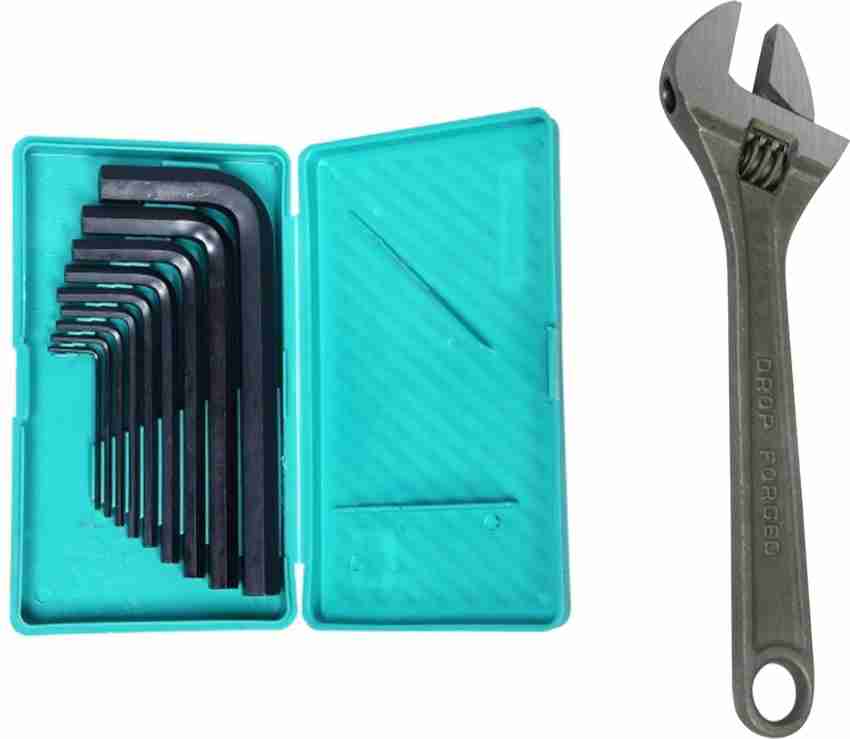 TAPARIA allen key set and 8 inch adjustable screw spanner pack of