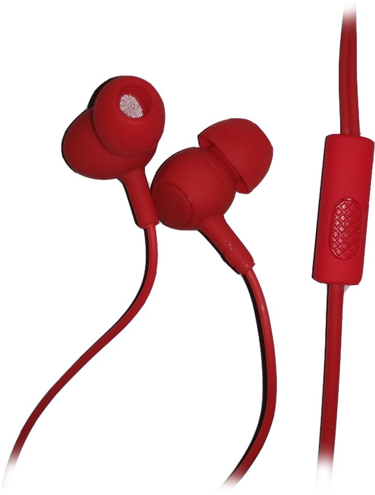 Red earphones with mic outlet