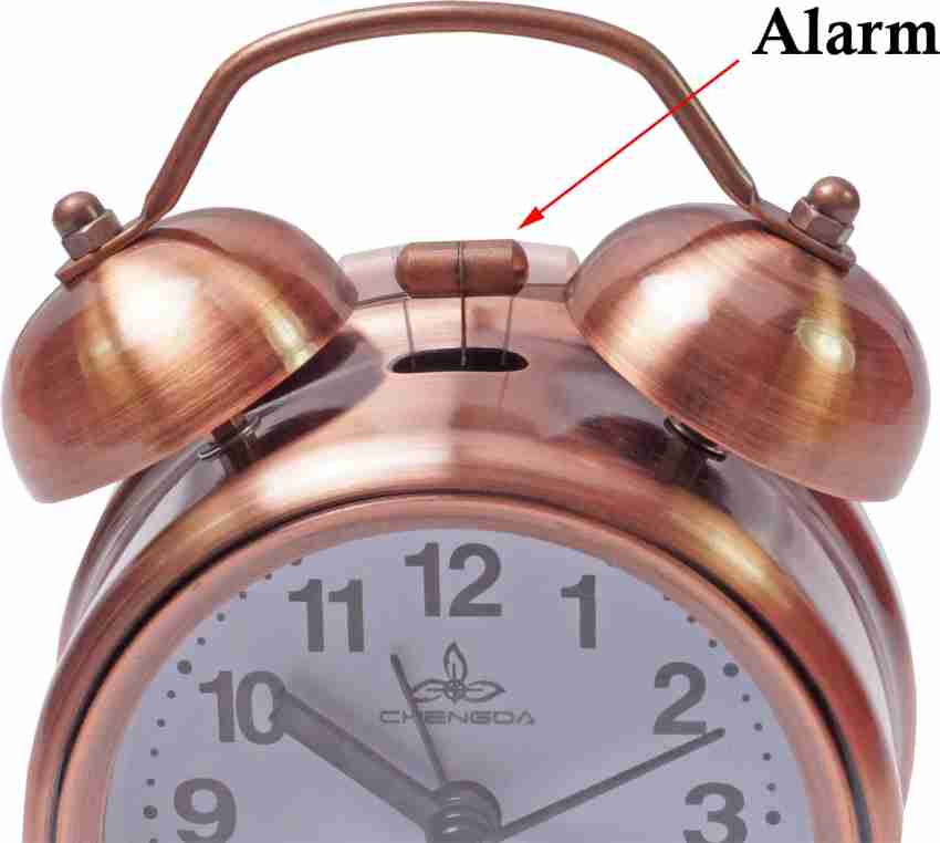 Jeeya Analog copper color table Twin Bell Alarm clock Clock