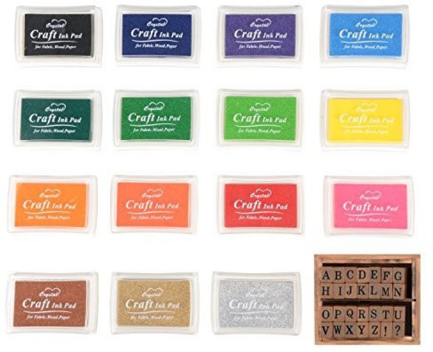 JIM'S STORE Ink Stamp Pad Set, Jim�S 15 Colors Finger Kit for Paper