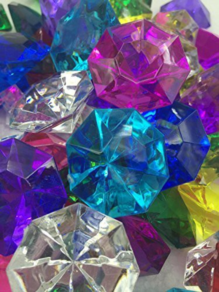Sunrise Crystal 72 Assorted Color Acrylic Large Diamond Gems 32Mm