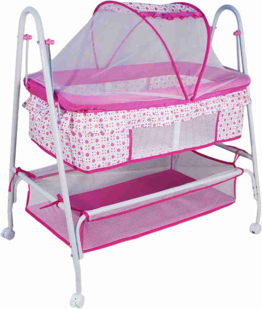 Pink store swinging crib