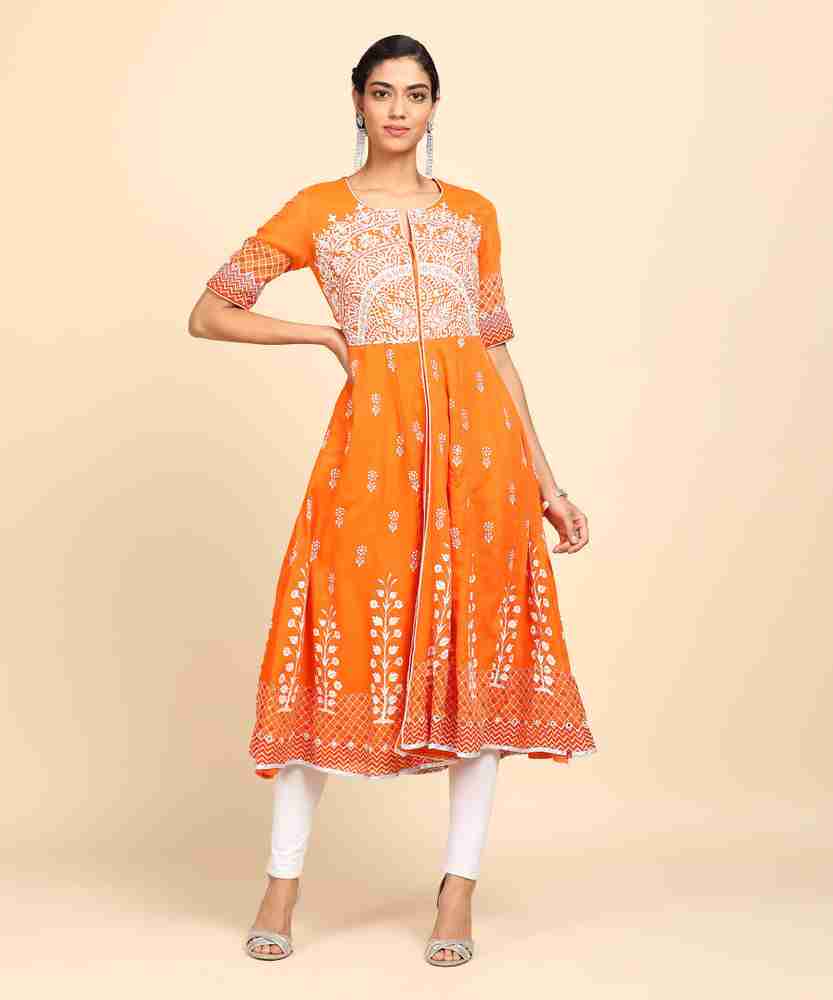 Buy ORANGE BIBA Women Printed Anarkali Kurta Online at Best Prices in India Flipkart