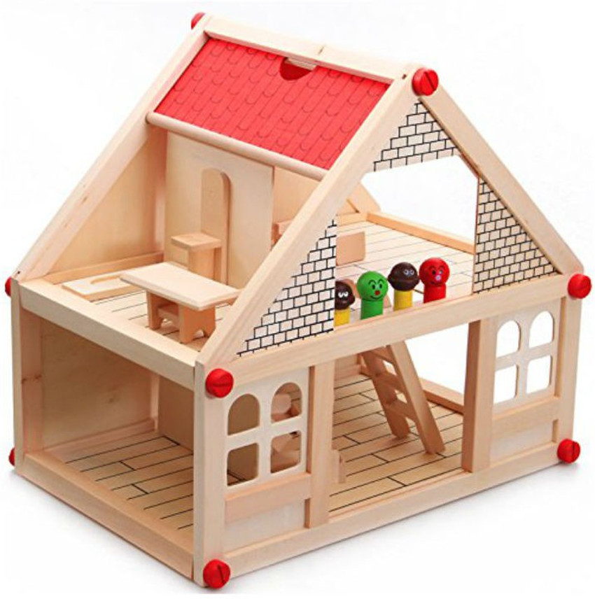 Small wooden toy house top