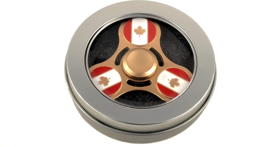 Kidzfan Canada Flag Fidget Spinner Metal Toy With Case, Heavy Duty, Gold, Low Friction, Long Spinning Time - Canada Flag Fidget Spinner Metal Toy  With Case
