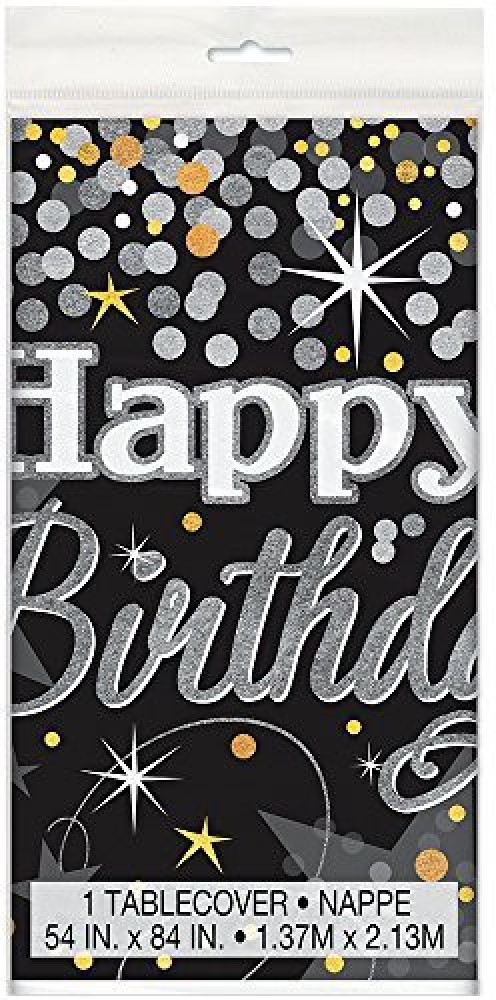 Golden Age Happy Birthday Plastic Table Cover, 54in x 102in | Birthday