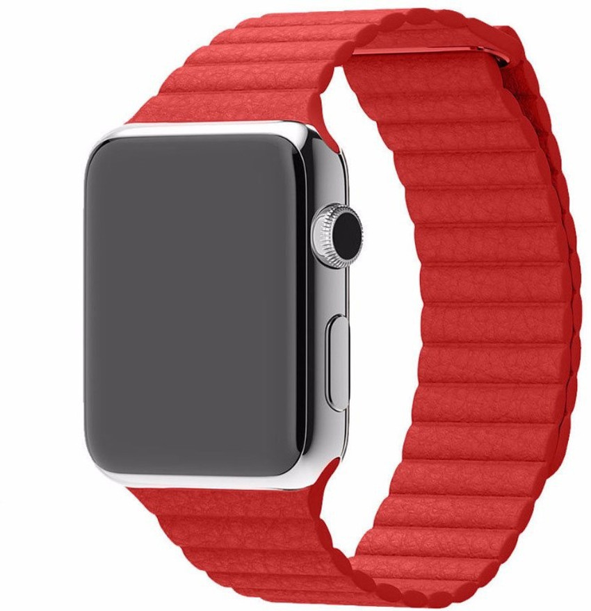 Red leather apple watch band shop