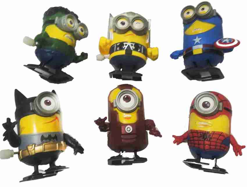 imodish 6 pcs Minion Avengers Action Figure Hulk Spiderman Iron Man Captain America Thor Batman Wind Up Moving Walking Toys 6 pcs Minion Avengers Action Figure Hulk Spiderman Iron Man Captain