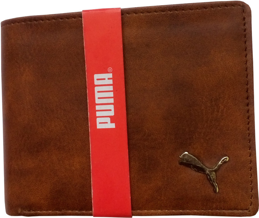 Puma men brown shop genuine leather wallet
