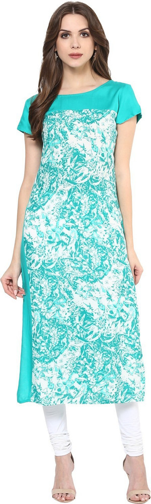 Krapal Women Printed A line Kurta Buy Turquoise Krapal Women
