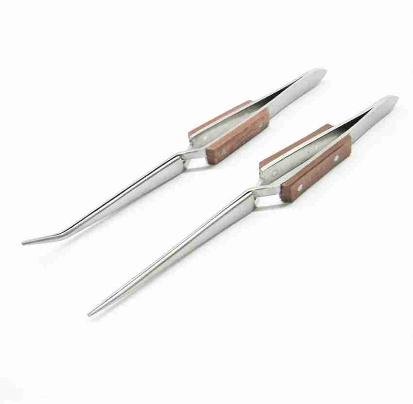 5 Tweezers Jewelry Soldering Fiber Grip Cross Locking Set Bent & Straight Tip, Adult Unisex, Size: One size, Stainless