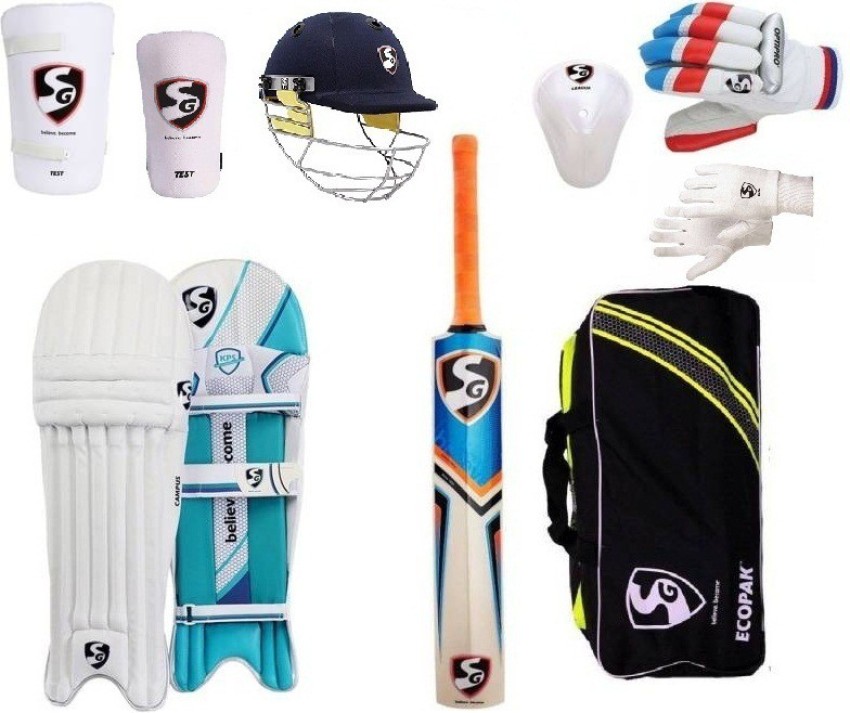 Premium Sports Pack of 8 Cricket Kit For 9-14 Year Kids (Hard Bat + Hard  Ball + Junior Gloves + Cricket Kit Bag + Helmet + Under Guard + Leg Pads +  Elbow Pads)