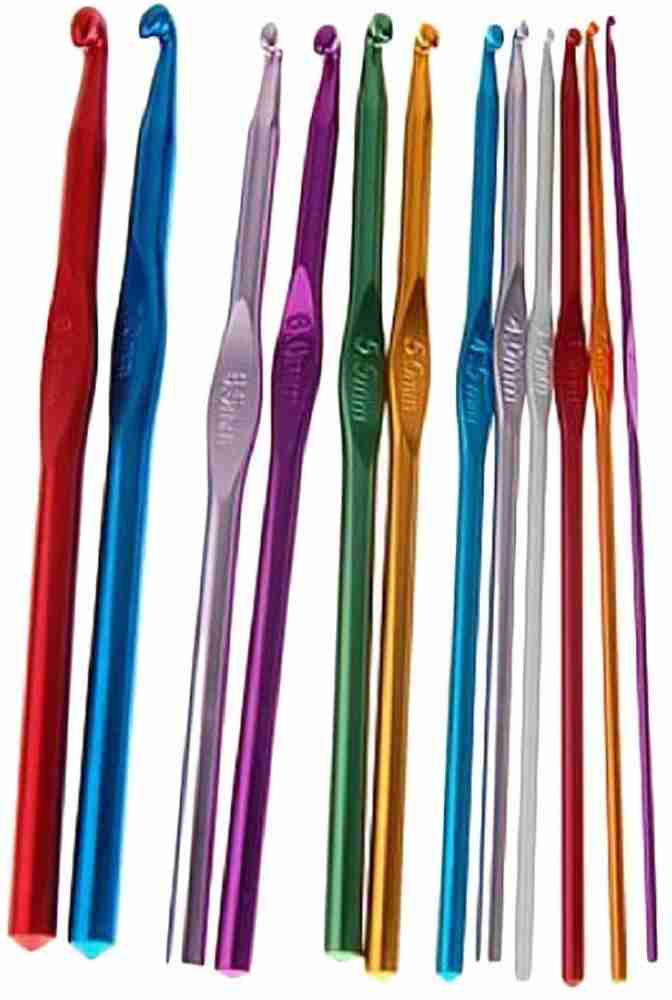 Vardhman Aluminum Multicolor Crochet Hooks Needle (Size from 2.0mm to  8.0mm) Pack of 12,for Sewing Craft Yarn Sweater Woolen Cloth