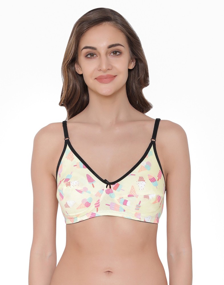 Buy Clovia Non-Padded Non-Wired Full Cup Bra in Yellow - Cotton online
