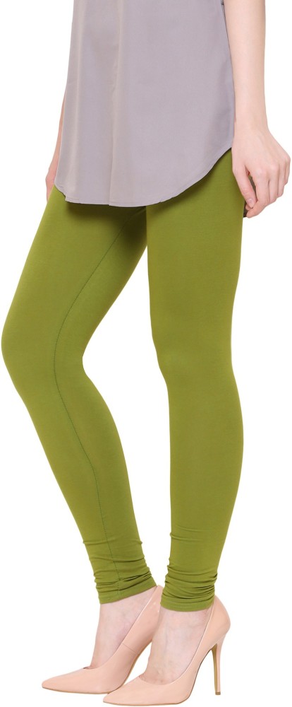 Buy Go Colors Women Olive Green Churidar Leggings - Leggings for