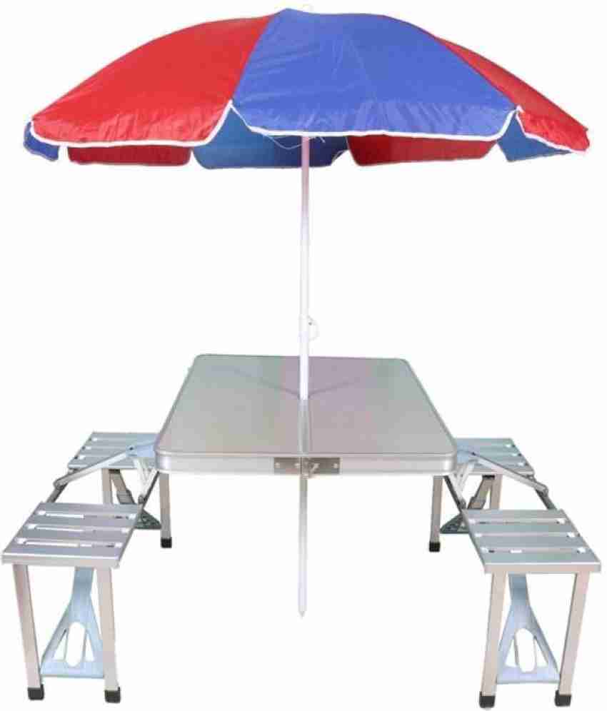 ACM ALUMINIUM FOLDING PORTABLE PICNIC TABLE WITH CHAIR UMBRELLA