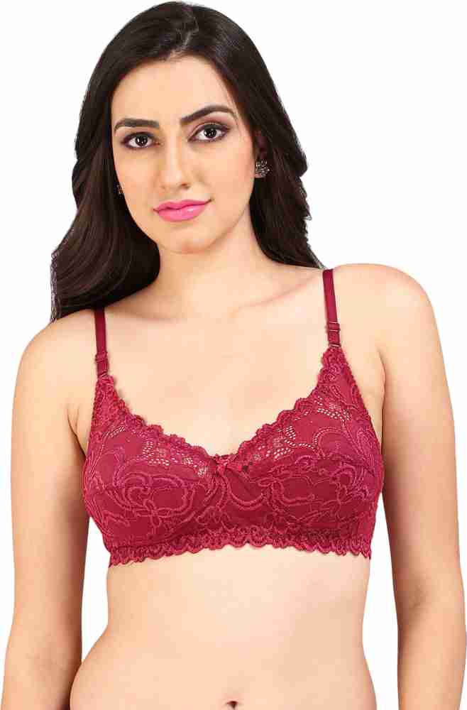 Buy Bralux Women's Monalisa Maroon Color Full Coverage Non-wired Regular  Lace Bra Cup Size C (maroon_32c) Online at Low Prices in India 