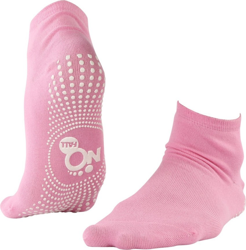 NOFALL Non-Slip Pink Color Cotton Socks Women Self Design Ankle