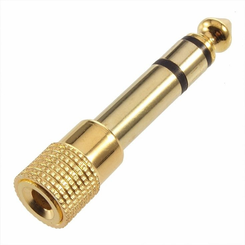 GVAAS Gold Gold Plated 6.5mm 1 4 inch Male plug to 3.5mm 1 8 inch Female Jack Stereo Headphone Headset Audio Adapter Plug for Microphone Phone