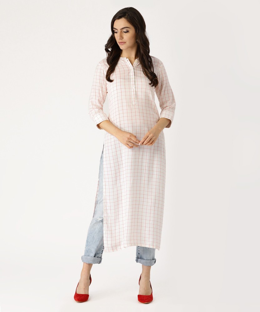 Libas women's clearance checkered straight kurta