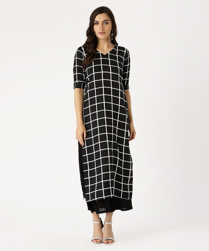 LIBAS Women Checkered Straight Kurta