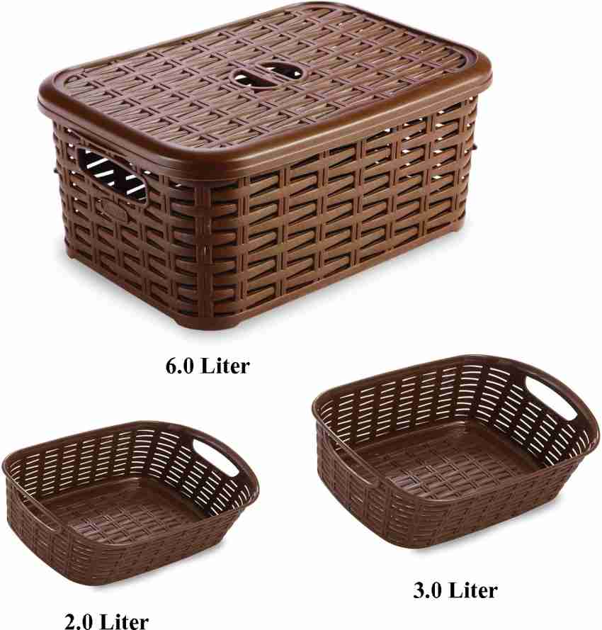 Kedarkantha Net Storage Basket, Plastic Q-2 Utility Box Organizer