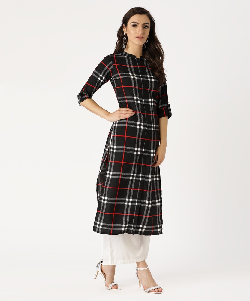 Libas women's clearance checkered straight kurta