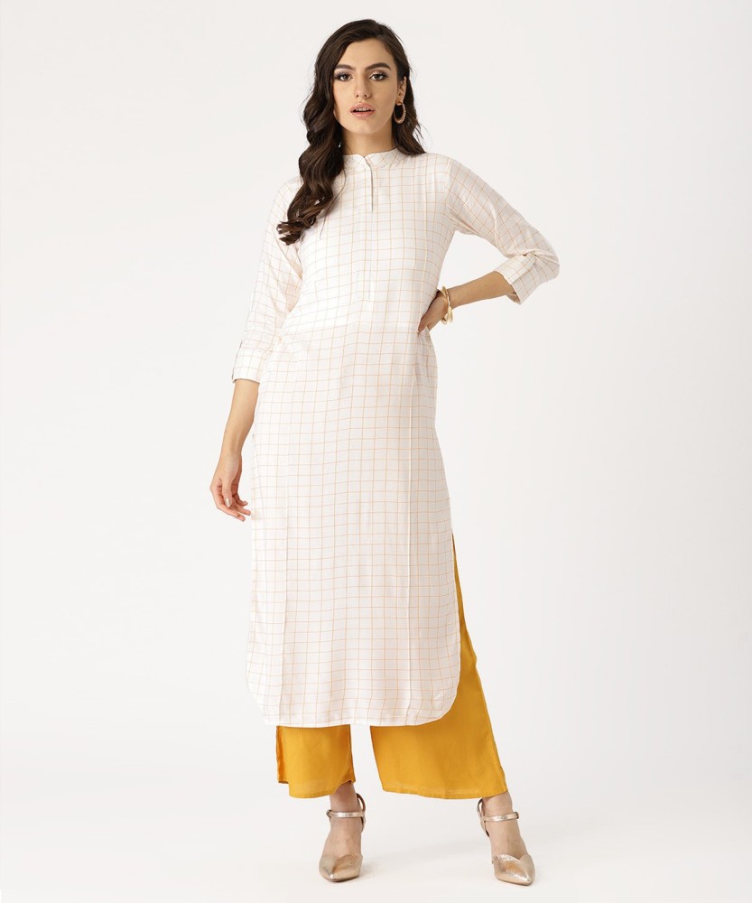 Libas women's shop checkered straight kurta