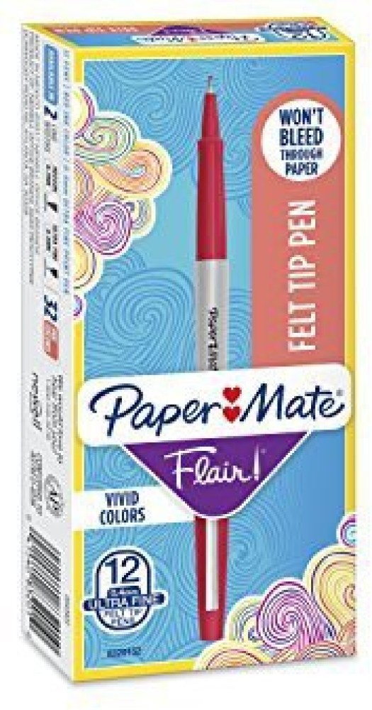 Paper Mate Flair Felt Tip Pens, Ultra Fine Point (0.4mm), Black, 12 Count