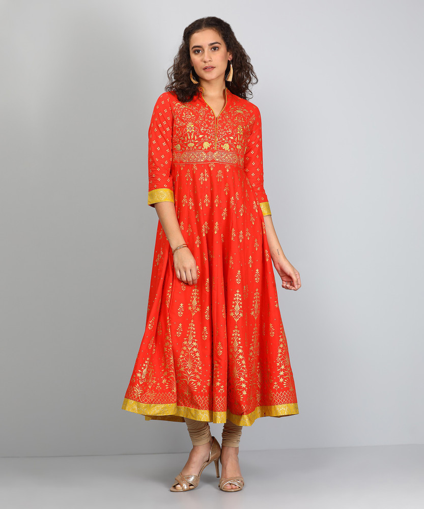 BIBA Women Printed Anarkali Kurta Buy ORANGE BIBA Women Printed Anarkali Kurta Online at Best Prices in India Flipkart