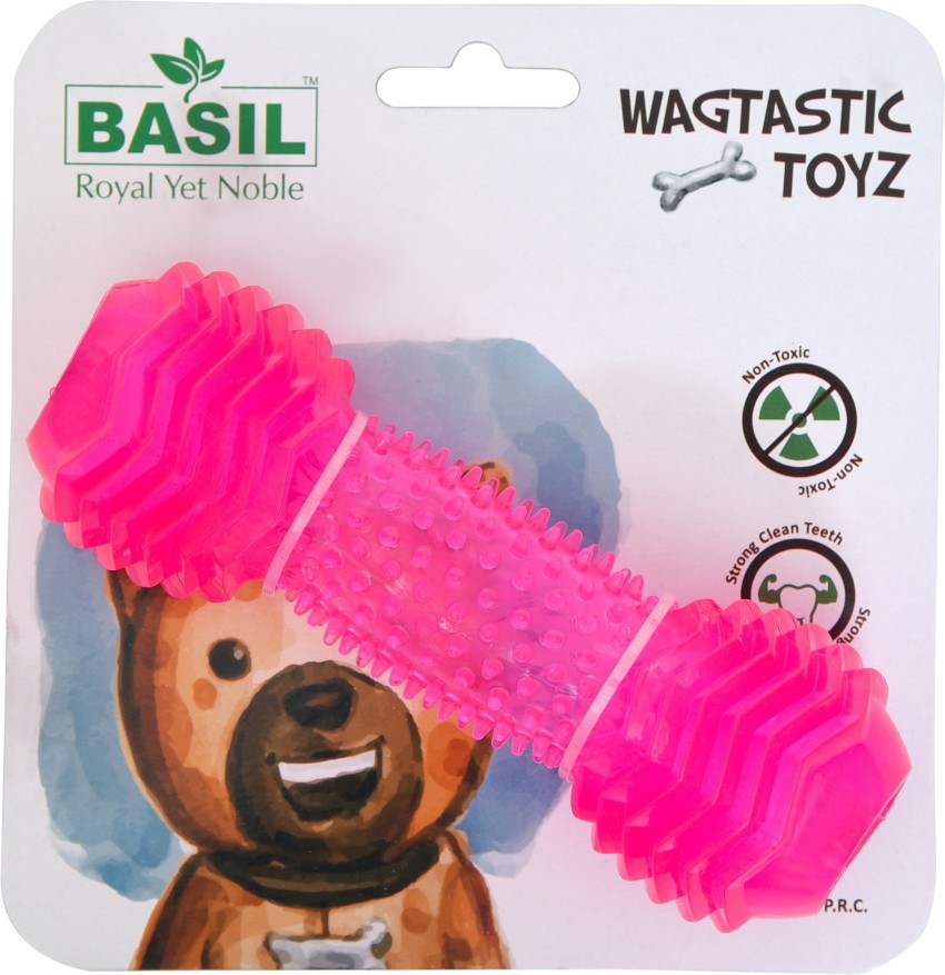 BASIL Basil Spiky Dumbbell With Hole Rubber Chew Dog Toy