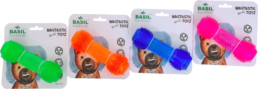 BASIL Basil Spiky Dumbbell With Hole Rubber Chew Dog Toy Color