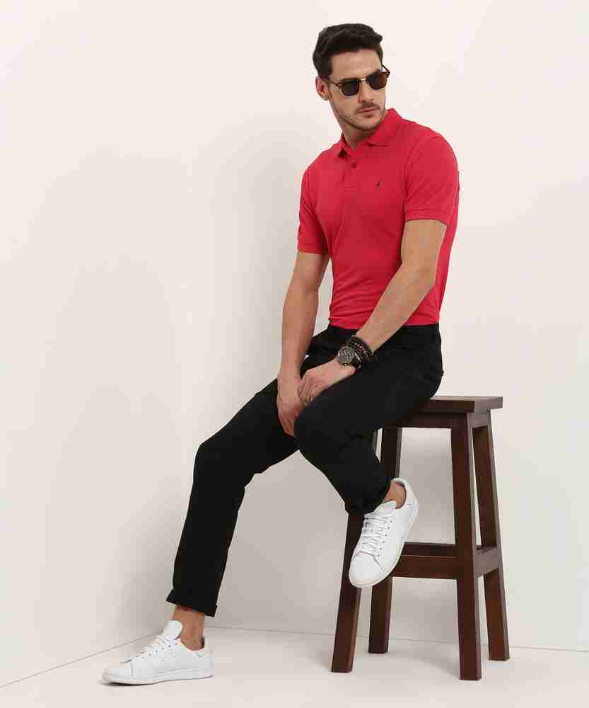 Red polo shirt outfit hot sale