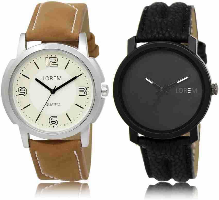 LOREM Black White Round Boy s Leather Analog Watch For Men Buy LOREM Black White Round Boy s Leather Analog Watch For Men Watch 16 21 COMBO Online at Best Prices