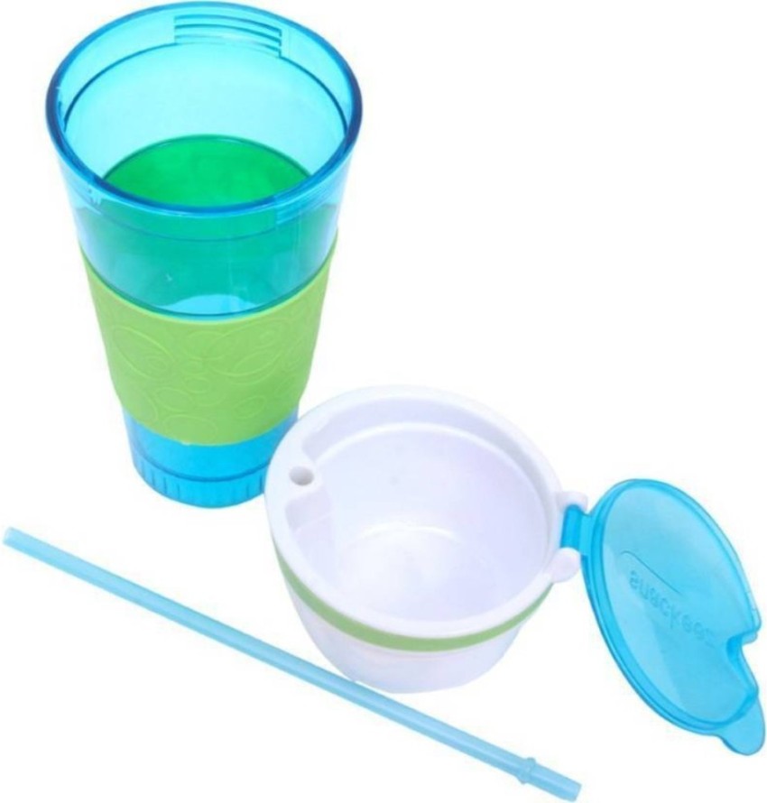 Snackeez Plastic 2 in 1 Snack & Drink Cup One Cup Assorted Colors