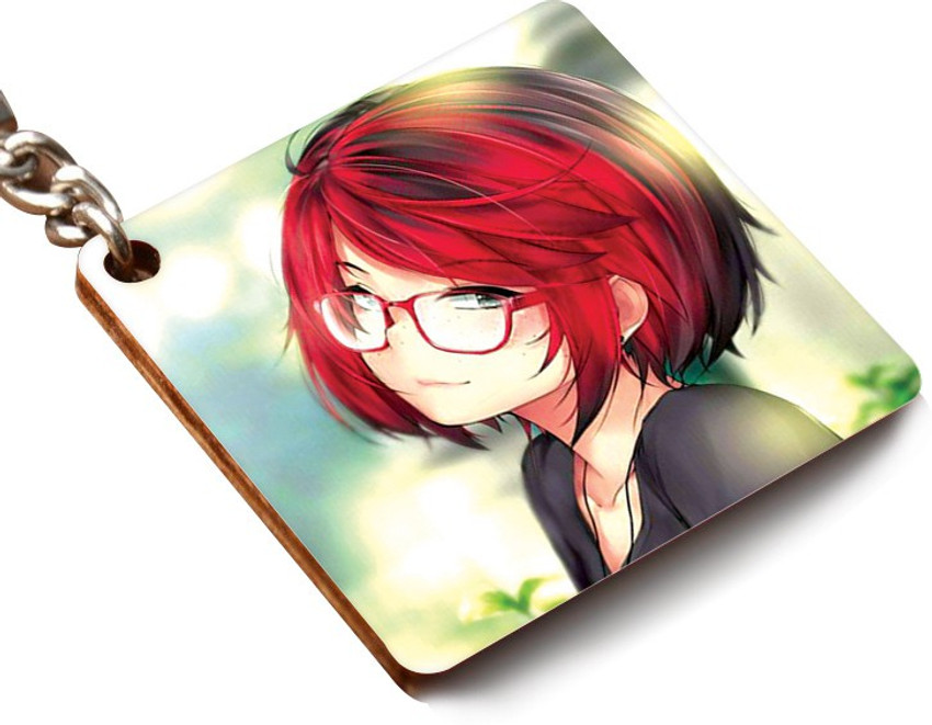 DollarTree SS KCSQUARE Red Short Hair Anime Girl Key Chain Price