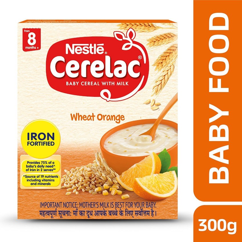 Nestlé CERELAC Baby Cereal with Milk, Wheat Orange – From 8 Months, 300g  BIB Pack (Stage-2)