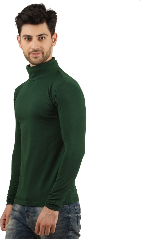 TRUS TEE Solid Men Turtle Neck Dark Green T Shirt Buy TRUS TEE Solid Men Turtle Neck Dark Green T Shirt Online at Best Prices in India Flipkart